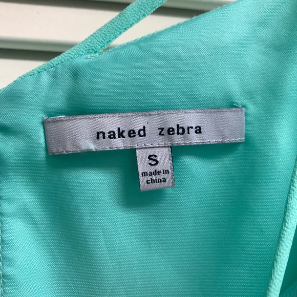 Naked Zebra Teal Spaghetti Strap Dress - Picture 3 of 6
